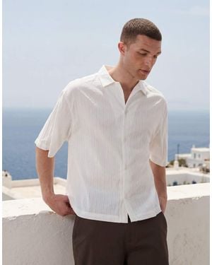 ASOS Boxy Oversized Revere Textured Shirt - White