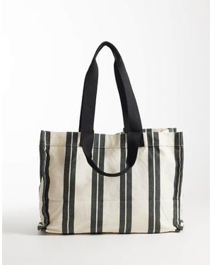ASOS Striped Canvas Tote Bag - White