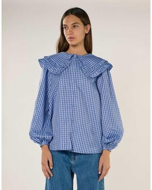 Glamorous Statement Collar Blouse - Blue