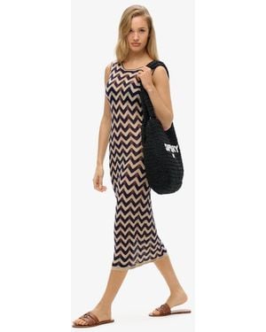Superdry Zig Zag Knit Midi Dress - White