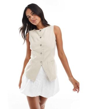 Threadbare Denim Waistcoat - White