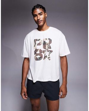 ASOS Camiseta Blanco Hueso De Corte Cuadrado Extragrande Con Estampado Delantero De