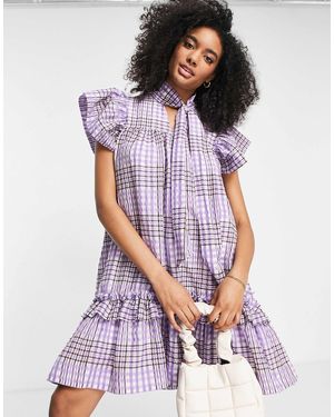 SELECTED Femme High Low Dress With Frill Detail - Purple