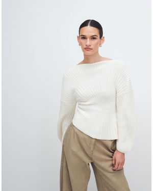 ASOS Knit Cinched Pleated Sweater - White