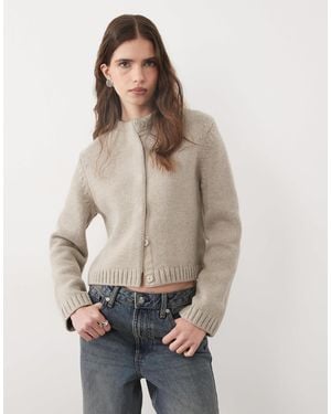 ARKET Strickjacke mit stehkragen aus reiner wolle - Natur
