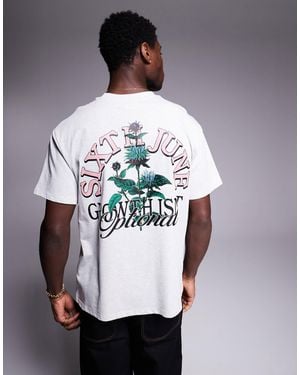 Sixth June Botanical Logo Back Print T-shirt - Grey