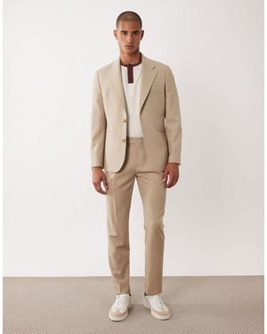 ASOS Premium 100% Wool Slim Suit Pants - Natural