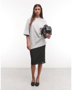ASOS Sheer Mesh 90's Slip Midi Skirt - Black