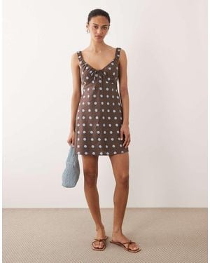 Abercrombie & Fitch V Neck Mini Dress - Natural