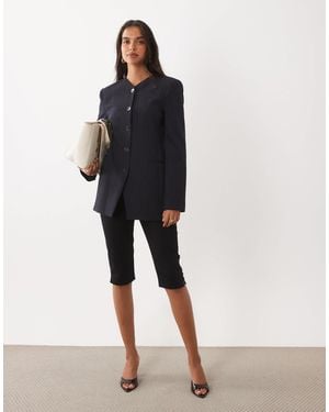 Mango Pencil Collarless Blazer - Blue