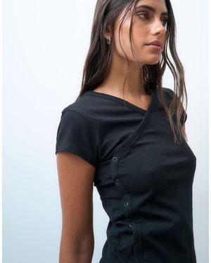 Collusion Wrap Front Fitted Top - Black