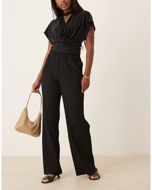 Y.A.S Plisse Wide Leg Trousers - Black