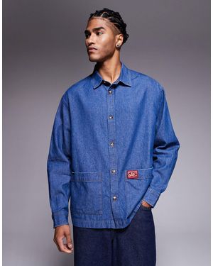 ASOS Oversized Shirt With Badge Detail - Blue
