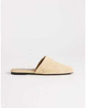 TOPSHOP – cressida – hochwertige mules aus echtem wildleder - Weiß