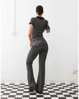 Basic Pleasure Mode Penelope Striped Foldover Waistband Co-ord Trousers - White