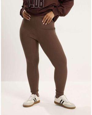 Yours Clothing Ribbed Basic Leggings - Natural