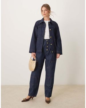 Ghospell High Waisted Denim Jeans Co-ord - Blue