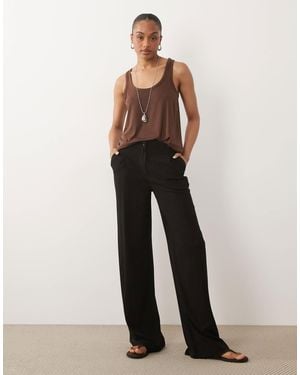 ASOS Asos Design Tall Wide Leg Pants With Pleat Detail - Black