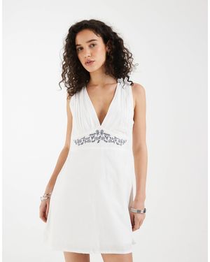 Motel Chandler Blossom Embroidered Mini Dress - White