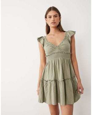 Miss Selfridge Vestido Amplio Con Mangas Fluidas De -Verde