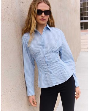 Bershka Darted Fitted Shirt - Blue