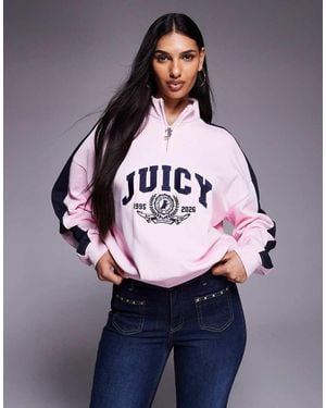 Juicy Couture 1/4 Zip University Crest Logo Sweatshirt - Blue
