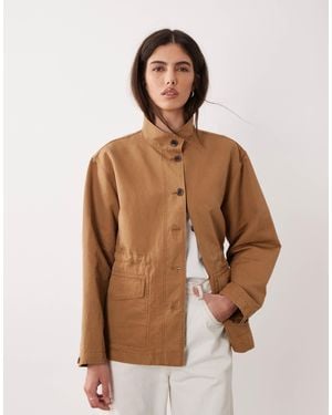ARKET Linen Mix Washed Overshirt With Front Pockets - Brown