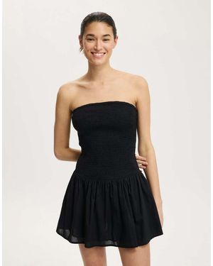 Cotton On Shirred Tube Mini Dress - Black