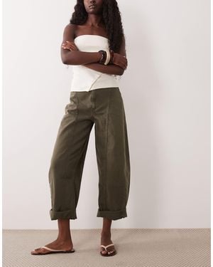 ASOS Seam Front Turn Up Barrel Jeans - Natural