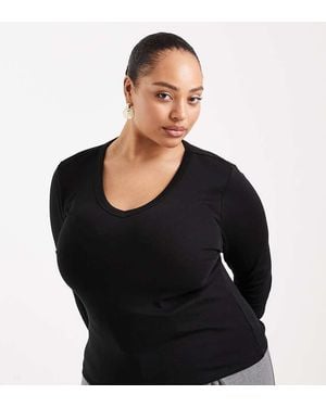 ONLY V-Neck Long Sleeve Top - Black