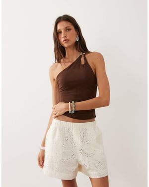 Mango 100% Cotton Embroidered Tailored Short - Brown