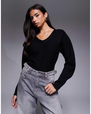 River Island Gebreide Trui Met Gestructureerde Mouwen - Grijs