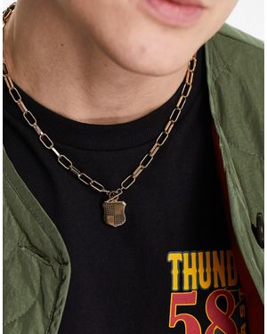 Icon Brand Shield Pendant Necklace - Black