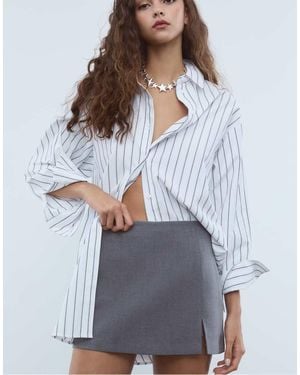 Stradivarius Gonna Pantalone Scuro Con Spacco Laterale - Grigio