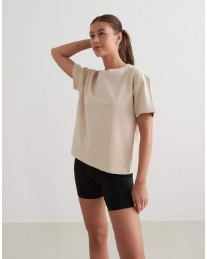 Aim'n Café Au Lait Serif Boxy T-Shirt - Natural