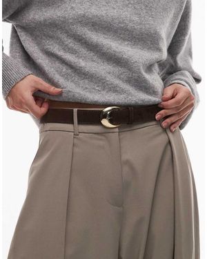 & Other Stories Suede Gold Circle Buckle Belt - Grey