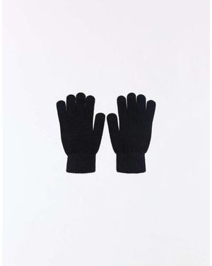 Bershka Knit Gloves With Patch - Blue