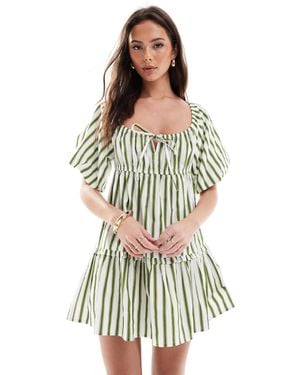 Wednesday's Girl Striped Mini Smock Dress - White