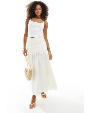 NARRATED Dropped Waist Maxi Skirt - White