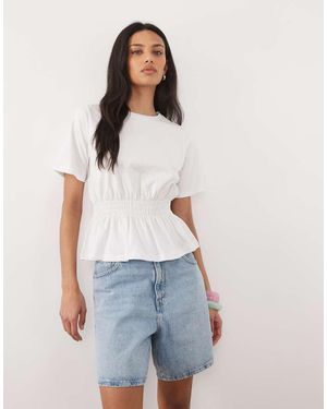 Threadbare Jersey Short Sleeve Peplum Top - Blue