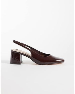 London Rebel Clancy Slingback Mid Heeled Sandals - Brown