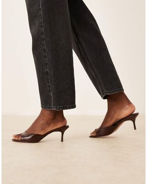 ASOS Hush Leather Mid Heeled Mules - Black