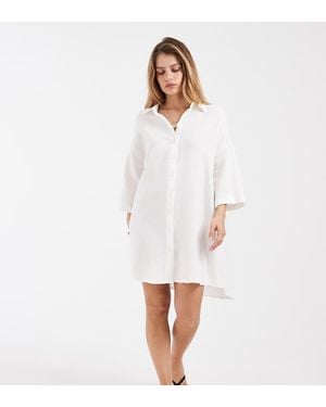 Vero Moda Cheesecloth Textured Oversized Shirt Dress - White