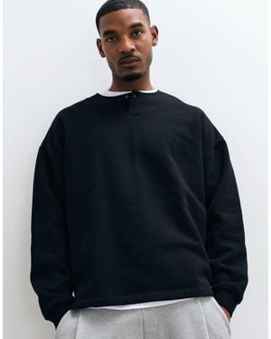 ASOS Premium Heavyweight Extreme Oversized Henley - Blue