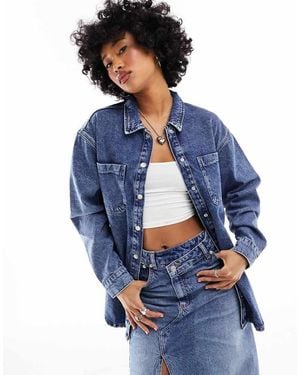 Noisy May Oversize Denim Shirt - Blue