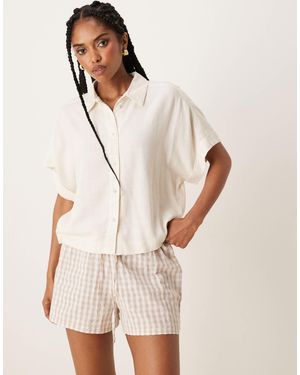 SELECTED Femme Croppped Linen Shirt - Natural