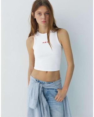 Pull&Bear Star Tank Top - White