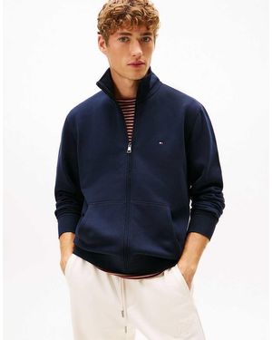 Tommy Hilfiger Stand-Up Collar Zip-Thru Fleece Sweatshirt - Blue