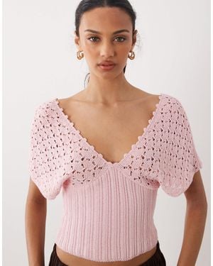 ASOS Knitted Plunge Cinch Top - Pink