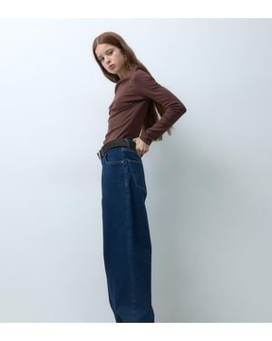 Only Petite Petite Hannah Vaqueros De Pernera Ancha De Talle Extra Alto En Lavado - Azul
